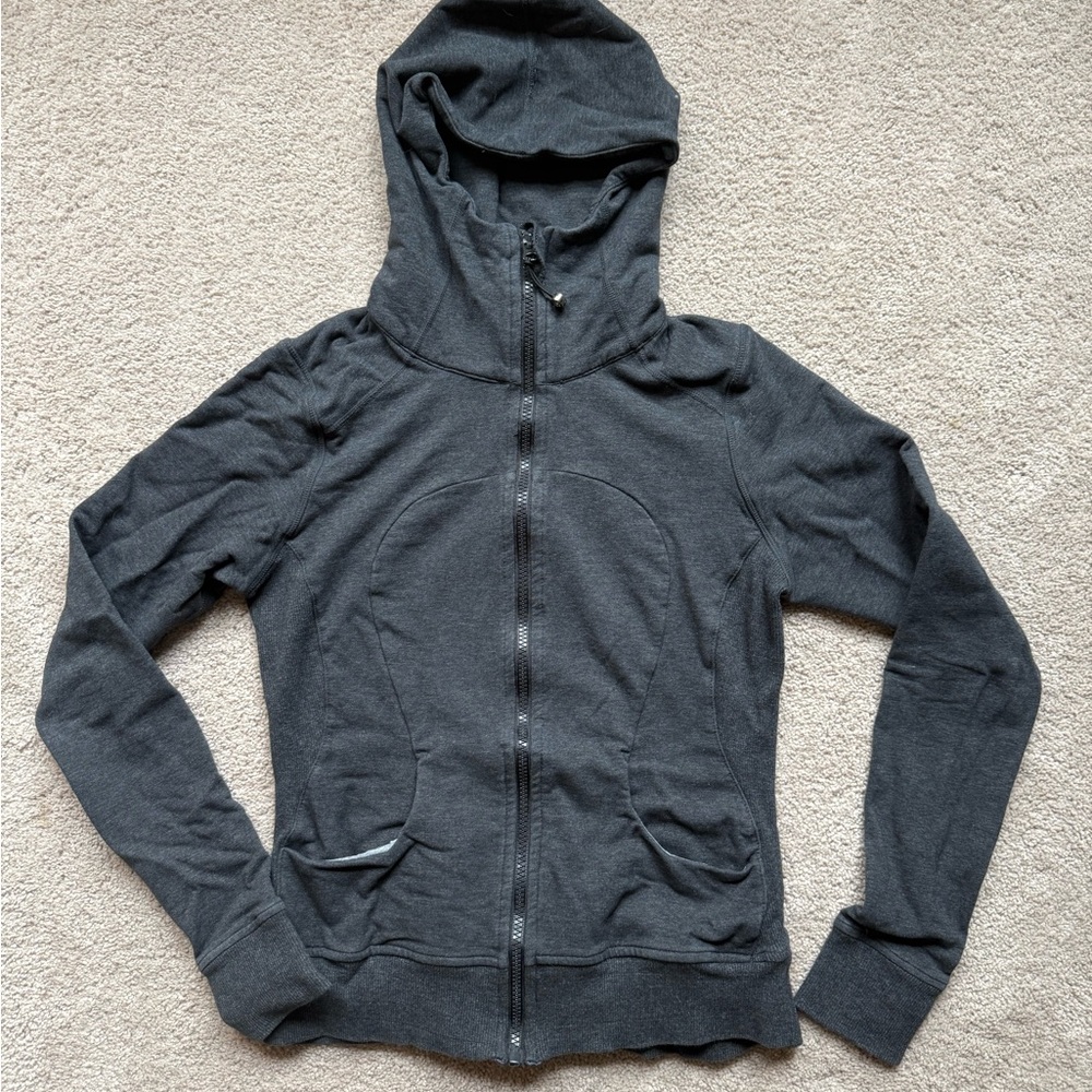 lululemon dark gray zip up scuba hoodie